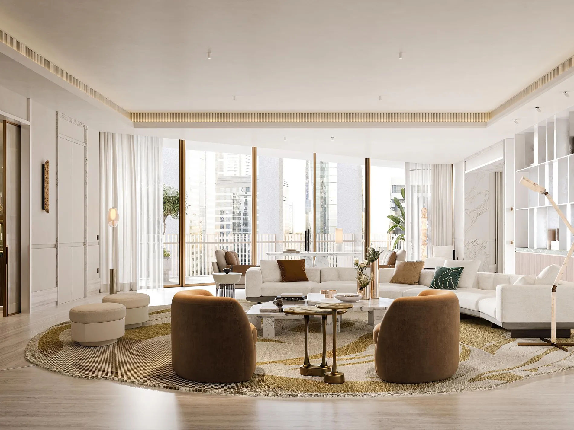 The great room of a residence, filled with daylight — Carlyle Residences Dubai