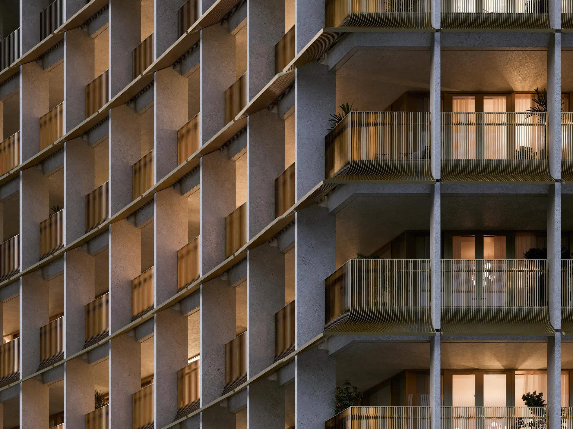 Terraces lit at evening